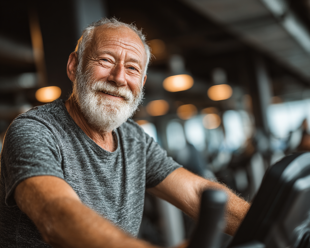 Grupo de adultos mayores disfrutando de actividades al aire libre en jardín natural